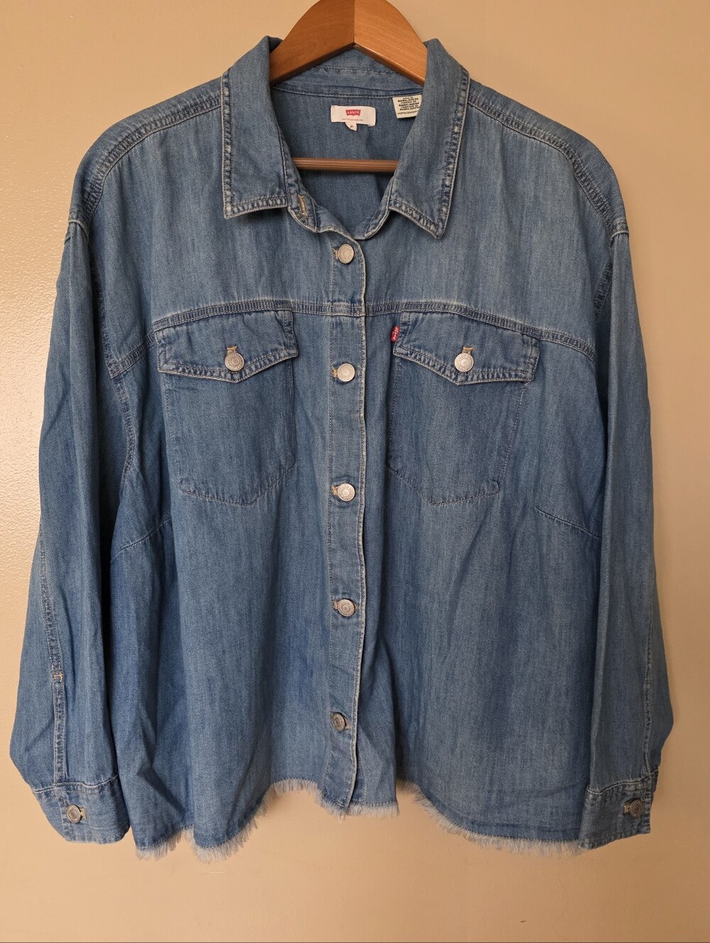 Levis Western Denim Chambray Button Front Shirt Jacket 3X 100% Cotton Americana